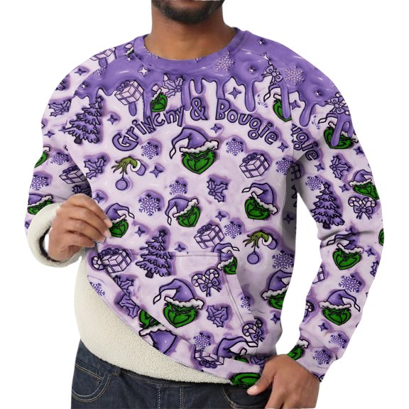 Funny Christmas T Shirts Christmas Swatshirt for Men Purple XXXL