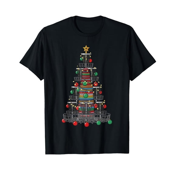 Funny Christmas Tree Disc Golf T-Shirt for Golfer Enthusiasts