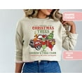 thumbnail image 1 of Funny Christmas Tree Farm Sweatshirt, Vintage Holiday Crewneck, Oversized Xmas Sweater for Women, 1 of 5