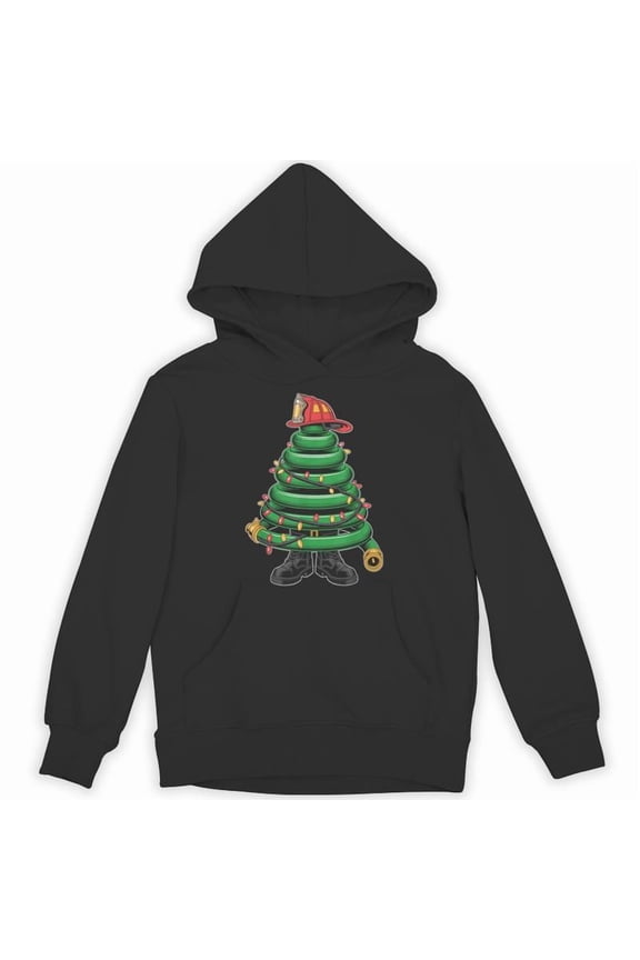 Funny Christmas Tree For Firefighter Hero Department Holiday Fireman Gift Hoodie, for men & women, up to size 5XL