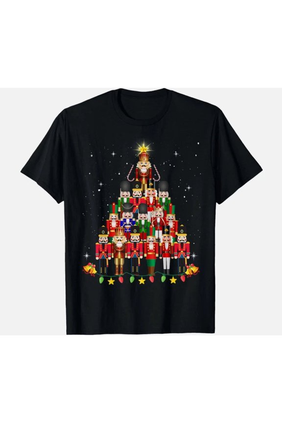 Funny Christmas Tree Nutcracker Holiday Festive Graphic Unisex T-Shirt, S - 5XL