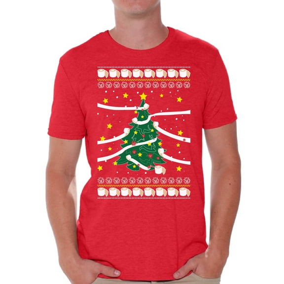 Funny Christmas Tree Shirt for Men Xmas Tree T-Shirt for Him New Year Party Christmas Tree Tee for Men Toilet Paper Shirts for Boys Paper Tree Men's Top Christmas 2020 T Shirt Xmas Gifts for Him