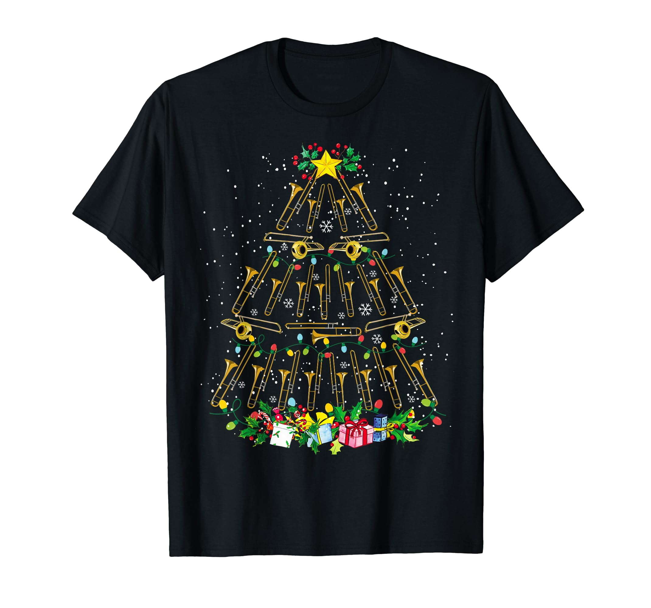 Funny Christmas Trombone Player Gifts Xmas Tree T-Shirt Funny Christmas Trombone Player Gifts Xmas Tree T-Shirt