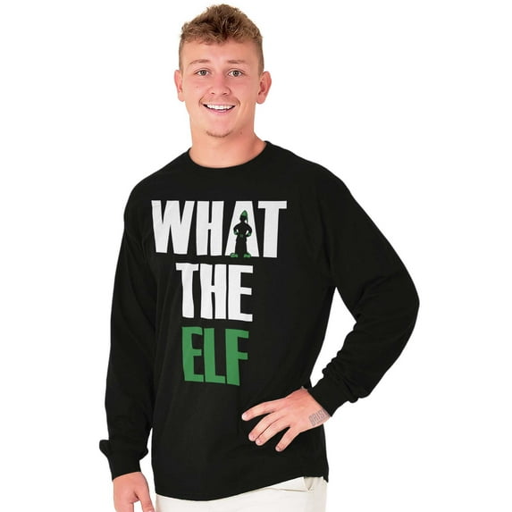 Funny Christmas What the Elf Joke Long Sleeve TShirt Men Women Brisco Brands S