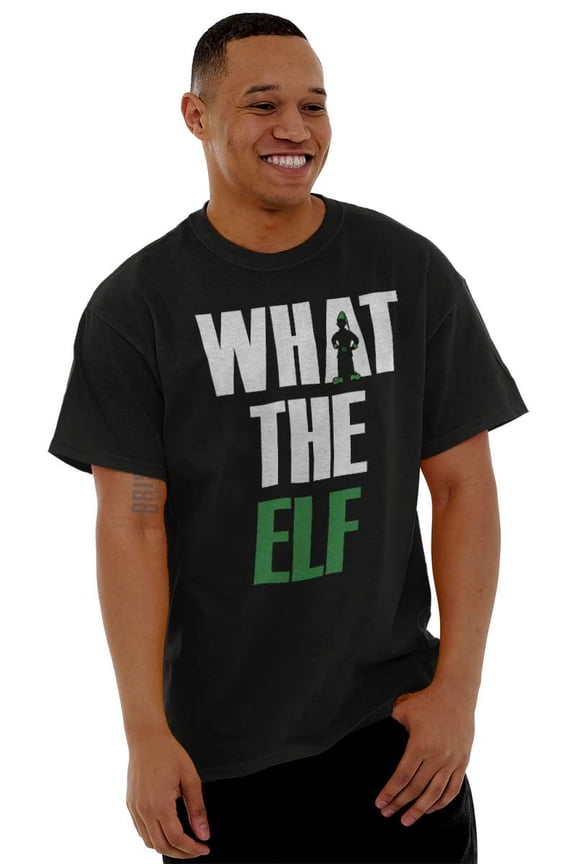 Funny Christmas What the Elf Joke Men's Graphic T Shirt Tees Brisco Brands M