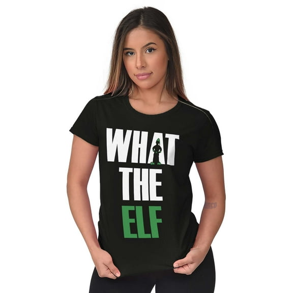 Funny Christmas What the Elf Joke Women's T Shirt Ladies Tee Brisco Brands S