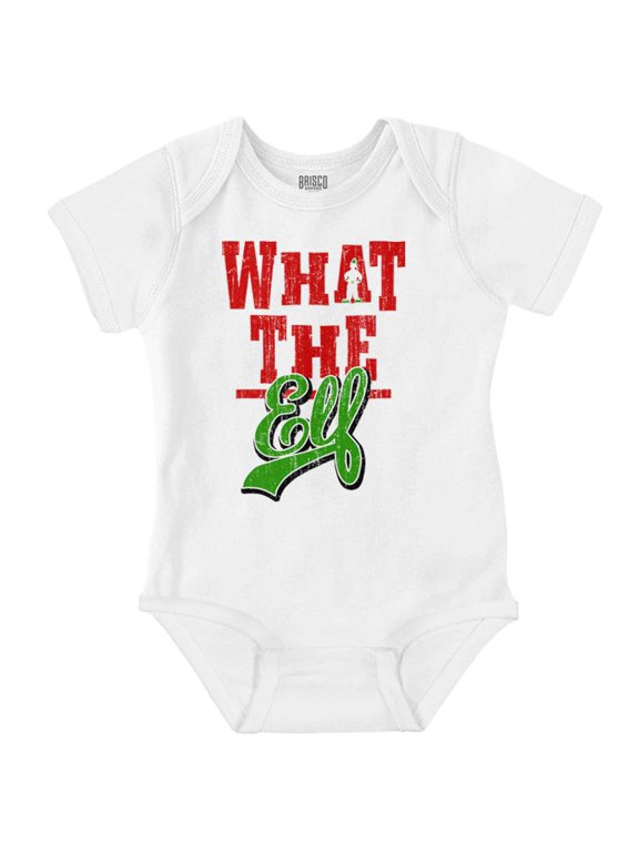 Funny Christmas What the Elf Xmas Baby Romper Boys or Girls Brisco Brands 6M