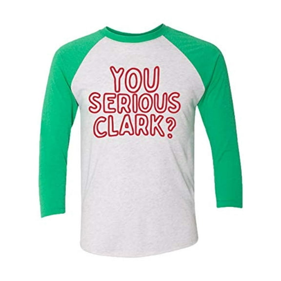 Funny Christmas You Serious Clark? Adult Unisex Baseball Tee-Kelly Green-Small