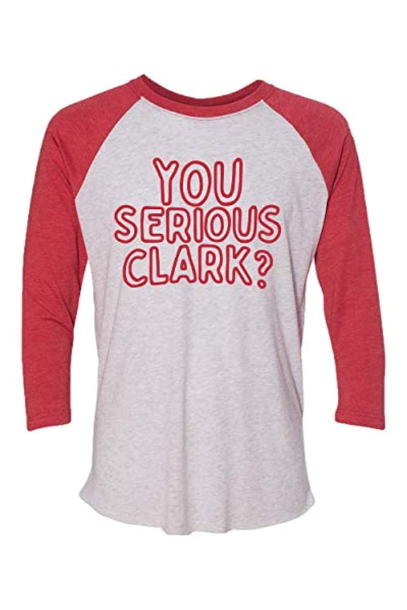 Funny Christmas You Serious Clark? Adult Unisex Baseball Tee-Red-XL