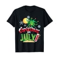 thumbnail image 1 of Funny Christmas in July Shirt Summer Beach Vacation Xmas Black T-Shirt, 1 of 5