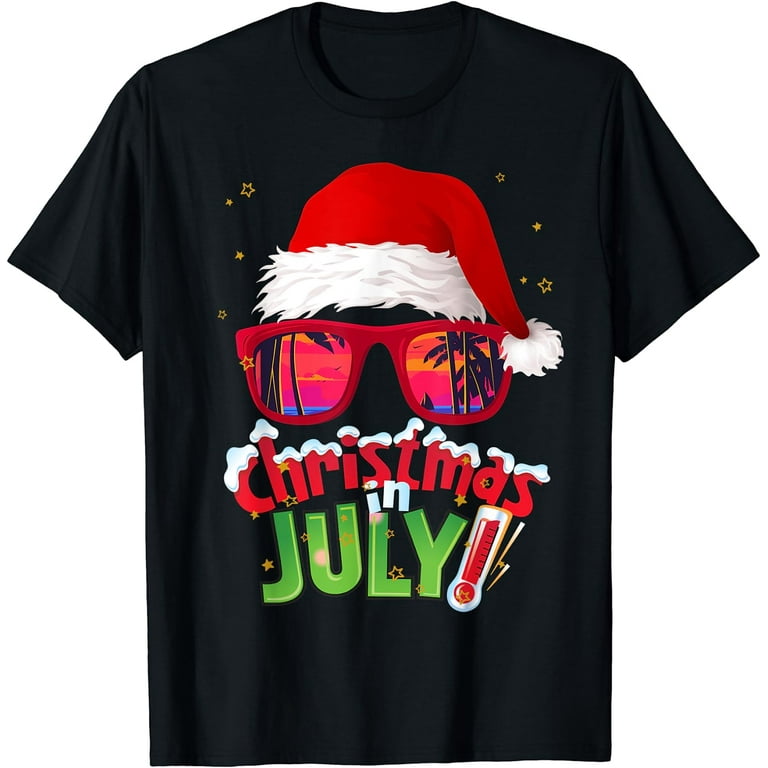 Funny Christmas in July Shirt Summer Santa Sunglasses Xmas T Shirt