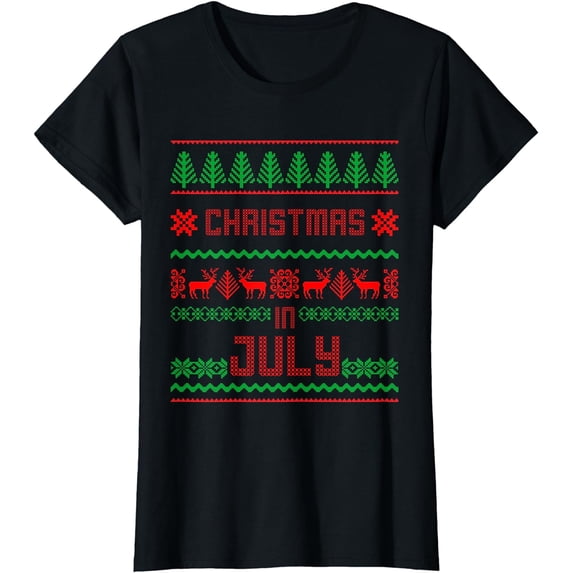 Funny Christmas in July Shirt Summer Ugly Sweater Santa Xmas T-Shirt