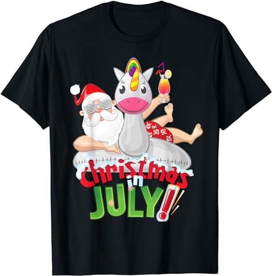 Funny Christmas in July Shirt Summer Unicorn Float Xmas TShirt