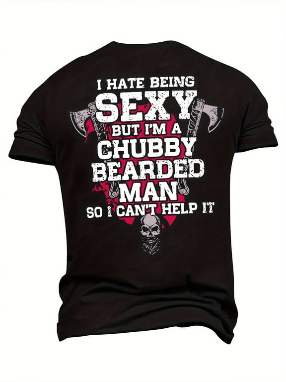 Funny Chubby Bearded Man Sarcastic Graphic Vintage Grunge Y2k Cotton Men's Women's Unisex T-Shirt