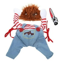 Funny Chucky Dog Clothes Halloween Christmas Party Costume for Small Medium Large Dogs Cosplay Outfit-S