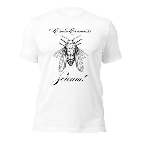 Funny Cicada Invasion Clearwater, Funny Florida Shirts (White, XL)