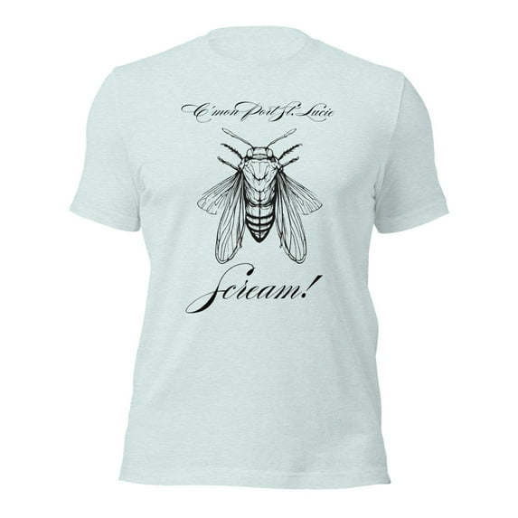 Funny Cicada Invasion Port St. Lucie, Funny Florida Shirts (Heather Prism Ice Blue, M)