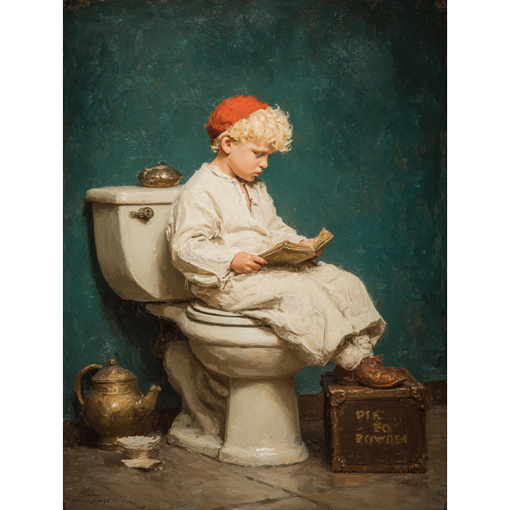 Funny Classic Male Portrait Midcentury Canvas Toilet Humor Mens Bathroom Home Wall Art Gift