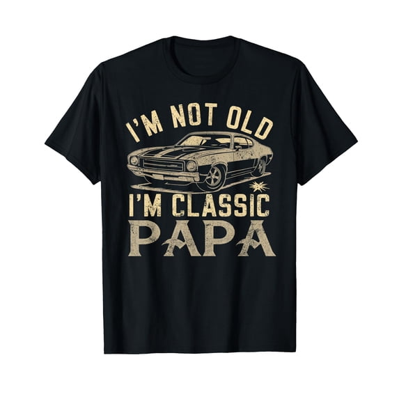 Funny Classic Papa T-Shirt for Fathers Day with Vintage Car Graphic