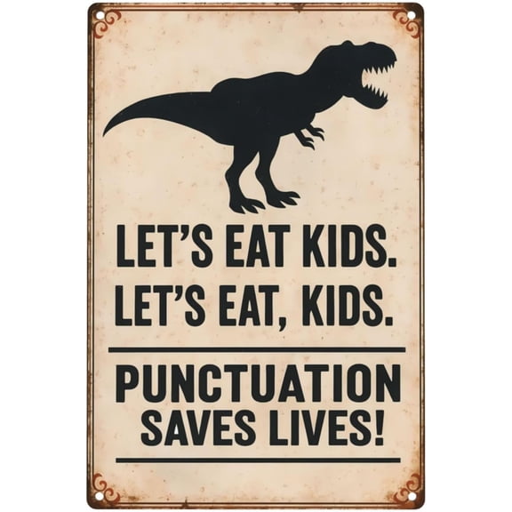 Funny Classroom Decor Metal Sign, 8x12 Inch English Teacher Gifts for Classroom - Rust-Free Aluminum Grammar Poster, Matte Finish Wall Art for Middle High School History Science Study Room