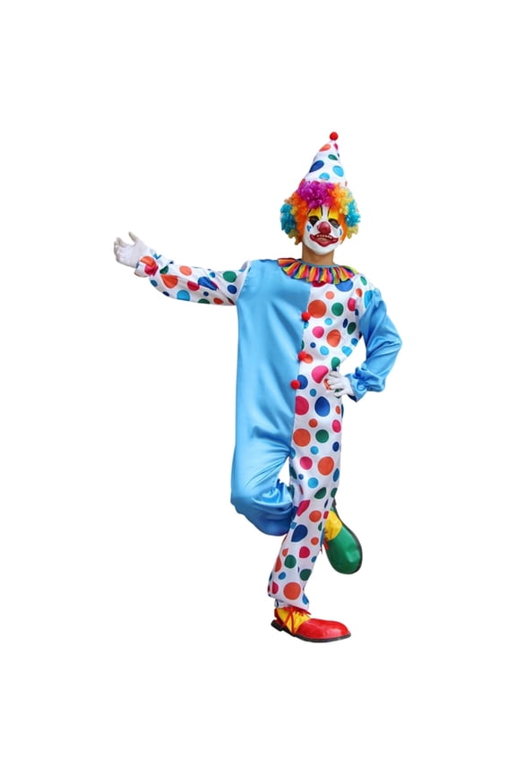 Funny Clown Outfits for Men Women Unisex Adult Mardi Gras Outfit Carnival Party Performance Clothes Activewear #03 Sky Blue & Size XXXXXL