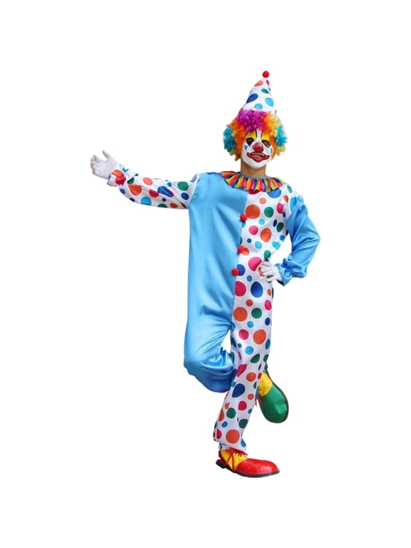 Funny Clown Outfits for Men Women Unisex Adult Mardi Gras Outfit Carnival Party Performance Clothes Activewear #03 Sky Blue & Size XXXXXL