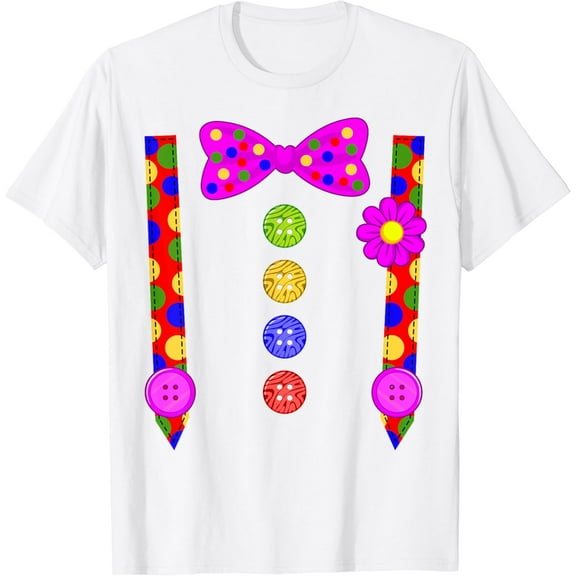 Funny Clown Suspenders Costume Halloween Day Boys Kids Girls T-Shirt