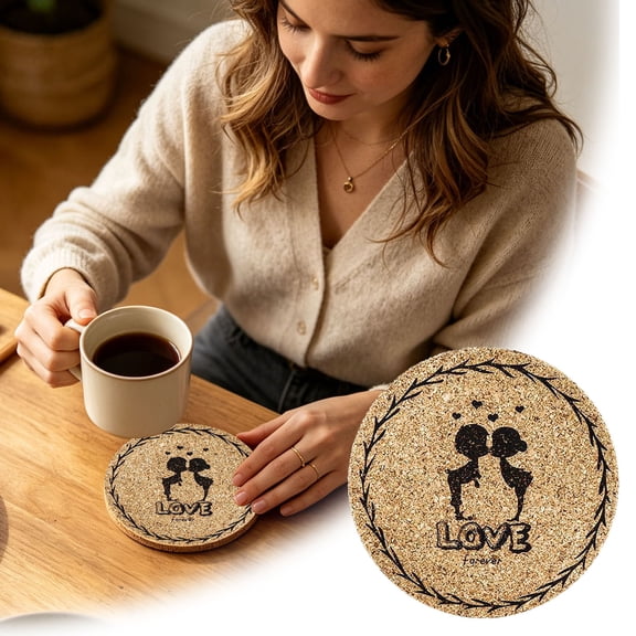 Funny Coasters for Adults with Holder – 4″ Cork Coasters for Drinks, Absorbent, Non-Slip & Reusable – Protect Furniture From Scratches & Spills, Designed for Home, Kitchen, Bars & Coffee Tables