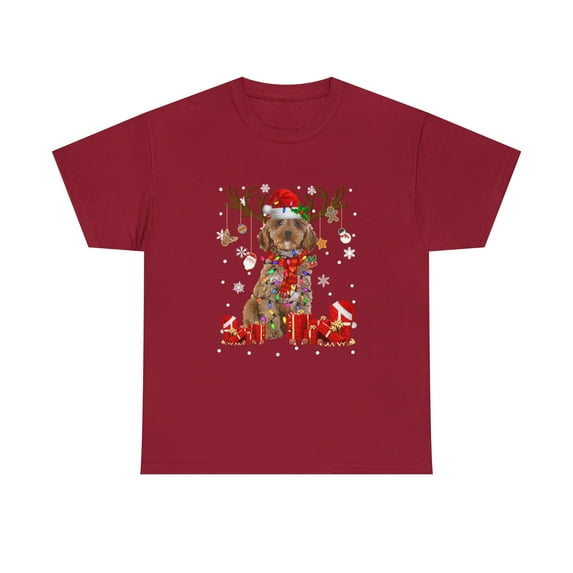 Funny Cockapoo Dog Reindeer Christmas Light Dog Lover Tshirt