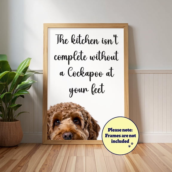 Funny Cockapoo Kitchen Poster: Dog Lover Gift, Pet Portrait, Apricot Physical Wall Art , Poster Print Only