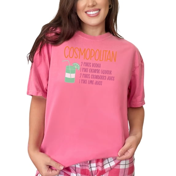 Funny Cocktail Recipe T-Shirt, Cosmopolitan Drink Tee, Vodka Lover Shirt, Summer Party Outfit, Bar Themed Apparel, Fun Graphic Tee, Crunchberry Comfort Colors T-Shirt, Large