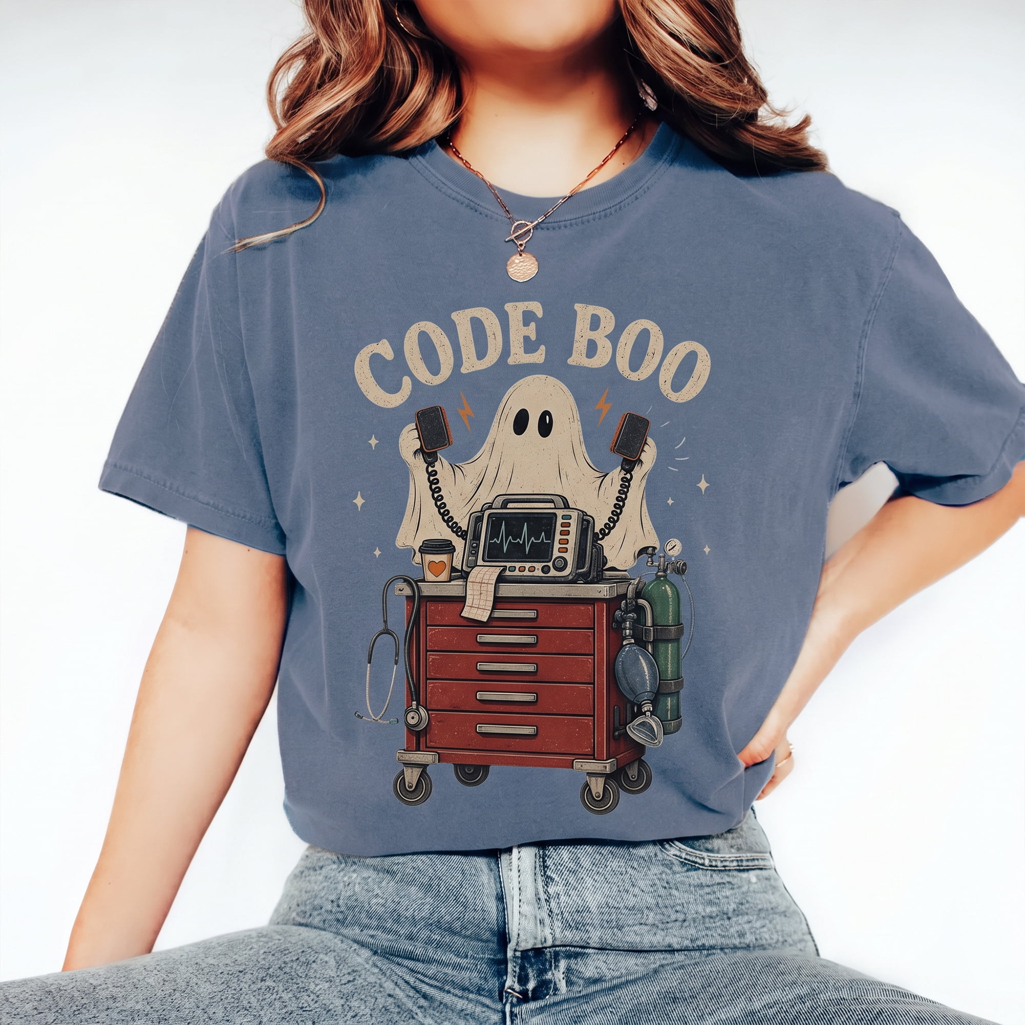 Waman Boo Funny Code Boo Spooky Nurse Comfort Shirt - Walmart.com