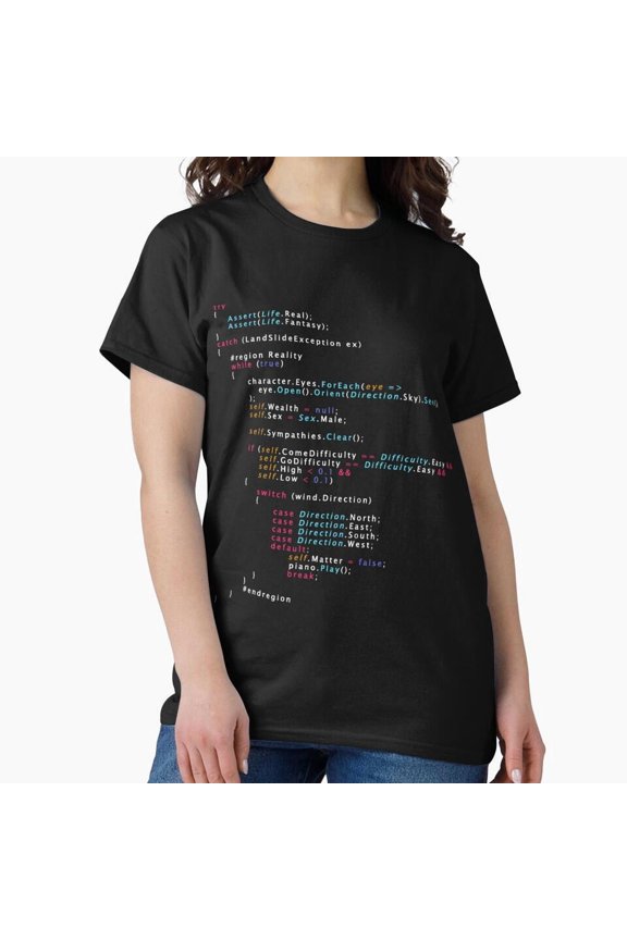 Funny Coding T-Shirt - Life Fantasy Reality Programming Code Script Tee H3246, for Unisex, Up to Size 5XL
