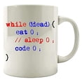 thumbnail image 1 of Coding Humor 11 oz Coffee Mug - While Dead Eat Sleep Code White Ceramic Gift, 1 of 4