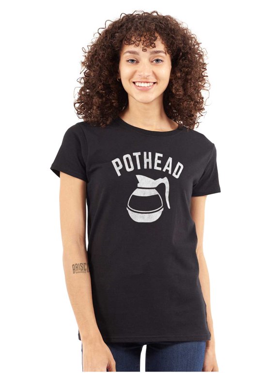 Funny Coffe Pot Head Pun Humor Womens Slim Fit Graphic Tee Brisco Brands M