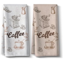 Funny Coffee Kitchen Towels,Bar Dishcloth,Cooking Flour Sack Hand Towels, 18"x26"inch,Absorbent Drying,Gifts for Coffee Lovers,Neighbor,Wife,Housewarming On Christmas Mother''s Day-2 Pack