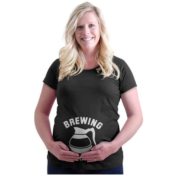 Funny Coffee Loving Expectant Mom Pun Women's Maternity T Shirt Tee Brisco Brands S