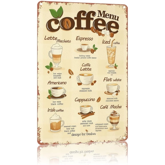 Funny Coffee Menu Metal Sign 12x8 Inch Home Kitchen Art Wall Decor Bath Garden Vintage Garage Cafe Bar Pub Tin Poster