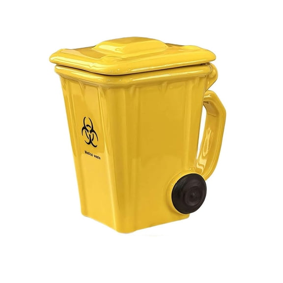 Funny Coffee Mug,Creative Trash Can Design Ceramic Mugs,3D Novelty Drinking Mugs, Gift for Students ,Teachers ,Friends,Office Coworkers.(Yellow)