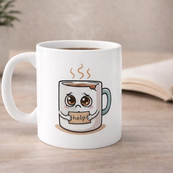 Funny Coffee Mug - Cute Coffee Character Mug, Need Coffee Humor Cup, Relatable Morning Mug.