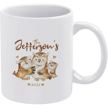 Funny Coffee Mug Family Owl Hostess Novelty Cup Great Idea Ceramic Mug White Tea Cup Christmas Mug for Women Men 11 Ounces Tea or Coffee Cup