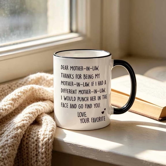 Funny Coffee Mug Humorous Quote Ceramic Cup with Black Rim Handle for Home Office Daily Drinking Tea Hot Cocoa Gift Present Novelty Drinkware Collection Art