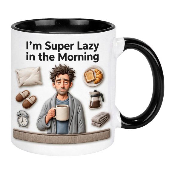Funny Coffee Mug Lazy Comfort Drinkware Ceramic Tea Cup Present for Relaxed Mornings and Afternoons