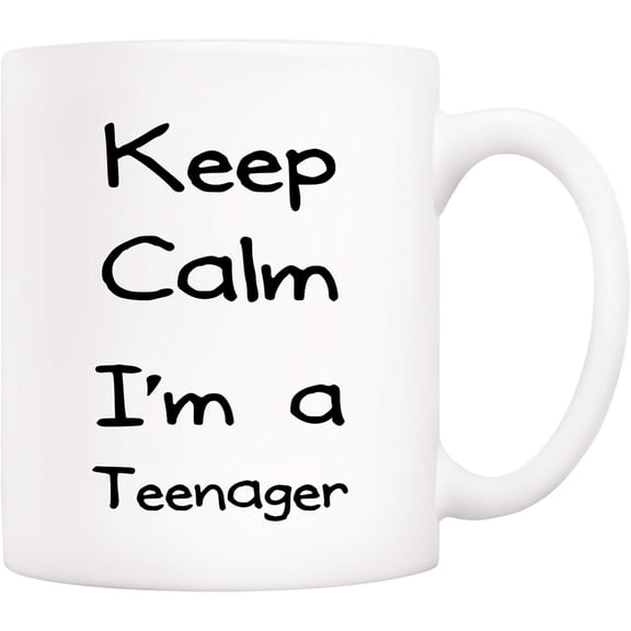 Funny Coffee Mug for Teens, Keep Calm I'm A Teenager Fun Cups for College Students Teen Boys and Girls White, 11 Oz