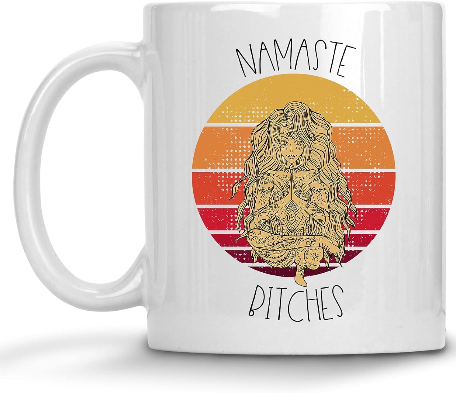 Funny Coffee Mugs 11 Oz Gifts For Namaste Bitches Retro Yoga Mug, White ...