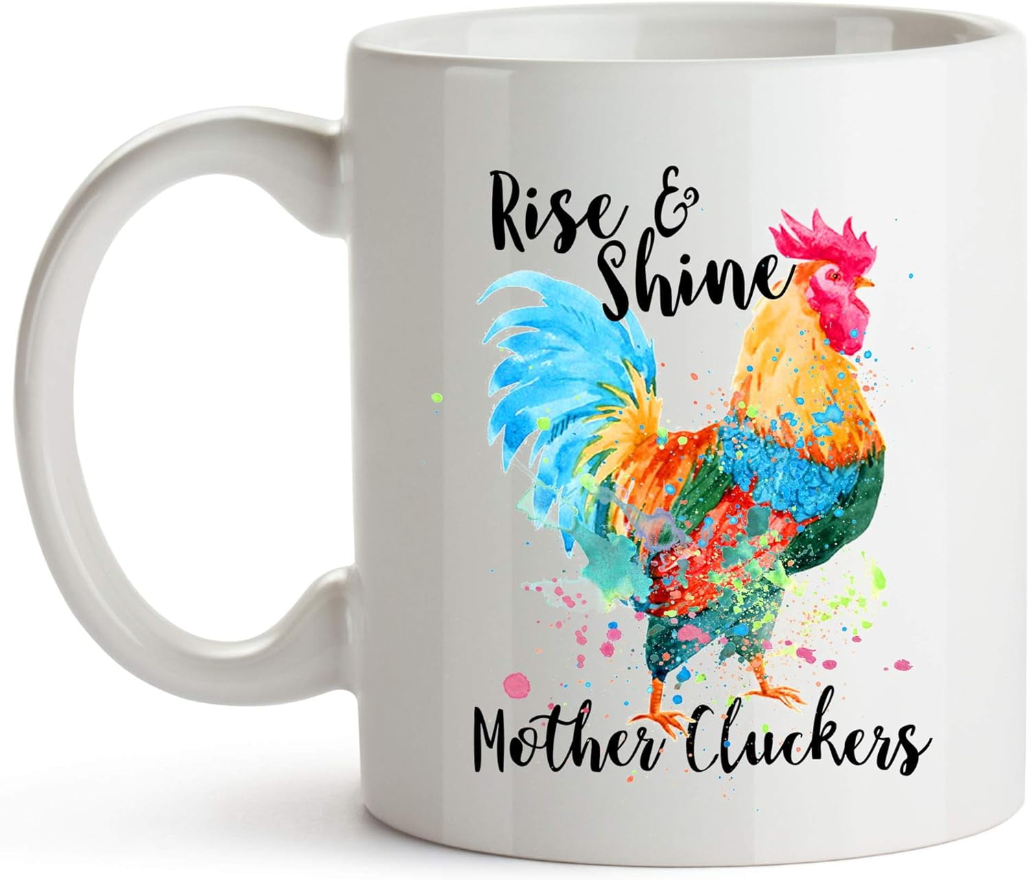 Chicken Ceramic Coffee Mug 11oz - Hen & Rooster Design, Microwave & Dishwasher Safe, Vibrant Print Gift Mug