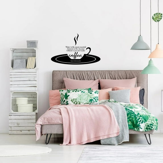 Funny Coffee Quote Cafe Brew Latte Humor Quotes Wall Sticker Art Decal for Girls Boys Room Bedroom Nursery Kindergarten House Fun Home Decor Stickers Wall Art Vinyl Decoration Size (35x40 inch)