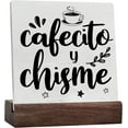 thumbnail image 1 of Funny Coffee Sign Coffee Lover Ceramic Table Sign Cafecito Y Chisme Desk Decorative Wooden Sign Kitchen Coffee Station Decor for Desk Table Shelf, 1 of 6