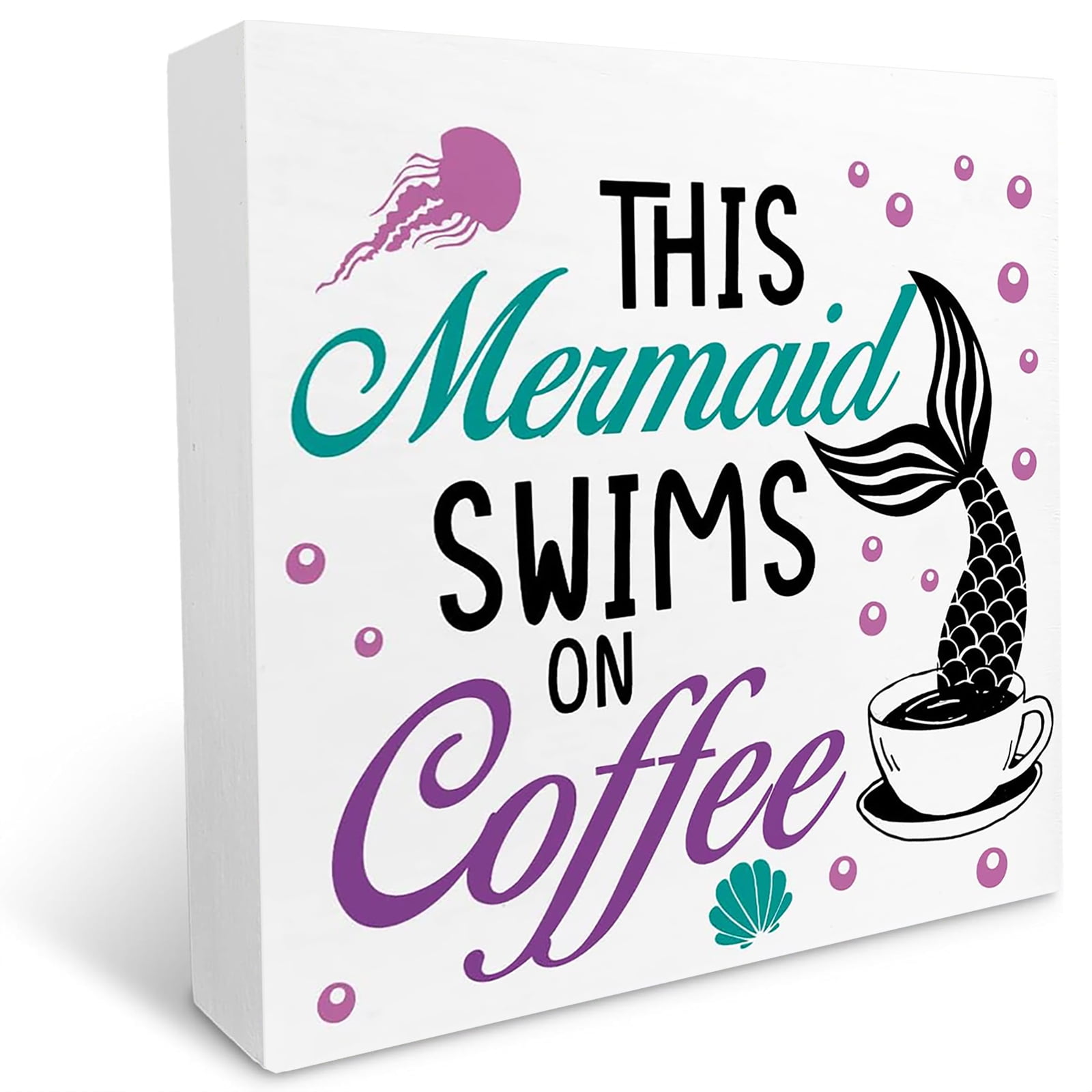 Funny Coffee Wooden Sign With Stand - 5x5 Inch, Table Decor For Office, Desk, Home, Gift For Coffee Lovers
