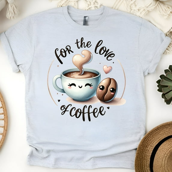 Funny Coffee T-Shirt for Women – “For the Love of Coffee” Tee, Ash, Size 3XL